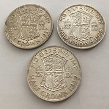 3x King George VI .500 British SIlver Half Crowns 1937/38/39 Decent Grades #L4