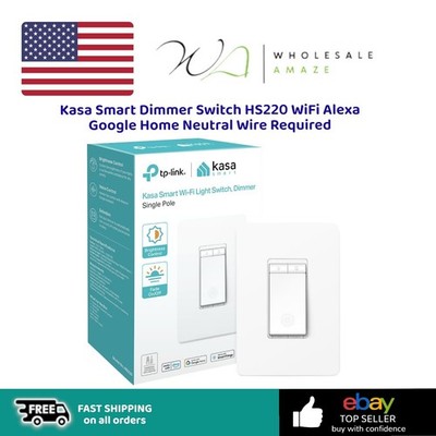 Kasa Smart Dimmer Switch HS220 WiFi Alexa Google Home Neutral Wire Required
