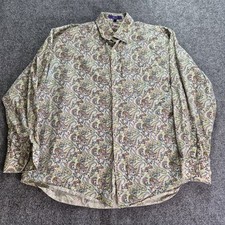 Alan Flusser Shirt Mens Size Large Long Sleeve Button Up Paisley