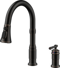 Rustic 2 Hole Kitchen Faucet with Pull Down Sprayer, Oil Rubbed Bronze
