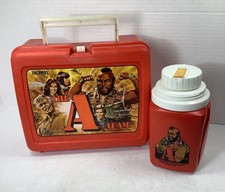 1983 A-Team Plastic Lunch Box Thermos B.A. Hannibal Face