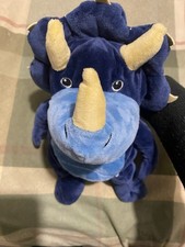 Triceratops Dinosaur Hand Puppet Blue Soft Plush Imaginative Play Clean Toy 80