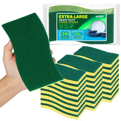 AIDEA XL Scrub Sponges 24-Count, Extra Large Dish & Kitchen Cleaning Sponges