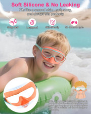 2 Pack Kids Swim Goggles with Nose Cover for 3-12 Anti-UV Anti-Fog Pool Water...