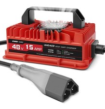 15 AMP Golf Cart Charger for 48 Volt EZGO RXV  TXT with 3 Pin Triangular Plug-L