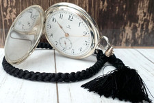 Orologio da Tasca Omega Vintage Grand Prix Paris 1900 Cassa Cacciatore Acciaio Inox