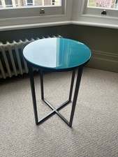 Guilio Marelli Side Table Round Coffee Used Metal Base Glass Top