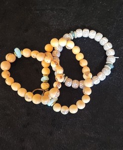 Vintage Tribal Carved Vegetable Ivory W/amazonite Spacer  2 Seed Bracket Lot