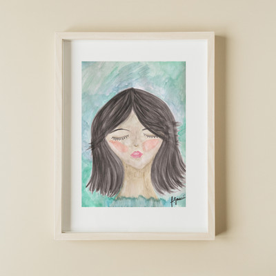 Original Fashion Girl 9x12 Expressionism Gouache Abstract Paper Naive Painting