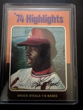 1975 Topps - '74 Highlights Lou Brock #2 Signed Autograph