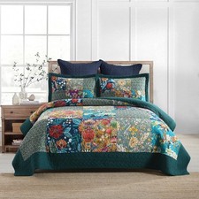 Cotton Bedspread Quilt Sets Reversible Bedding Coverlet Sets Comforter, Vintage