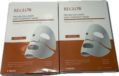 12 Sheets Re-Glow Pro Bio-Collagen Deep Mask, Hydrating Overnight Hydrogel Mask