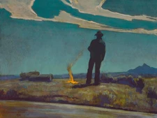 Maynard Dixon Roadside 1938 Cowboy Silhouette by Fire Fine Art Print 17" x 22"