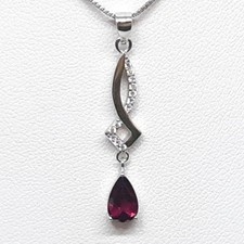 World Class .95ctw Rhodolite Garnet & White Sapphire 925 Sterling Silver Pendant
