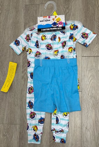Baby Shark Toddler Boys 2 Pajamas Set Short Sleeve Snug Fit Sleep Size 3T