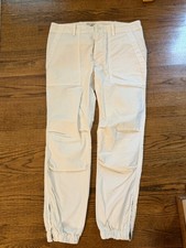 Nili Lotan Paris Cropped Stretch Cotton Twill Tapered Military Pants Cream Sz 4