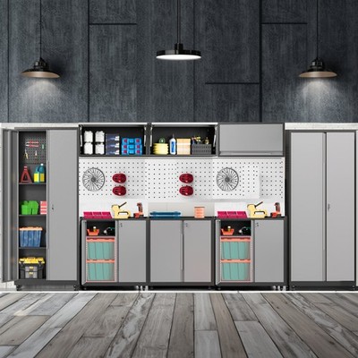 8pcs Rolling Garage Cabinet Storage Cabinet Set Tool Boxes Set Workshop System