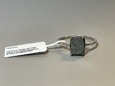 DJoy 925 Sterling Silber echter Meteorit Ring Größe 10 Widmanstätten Muster