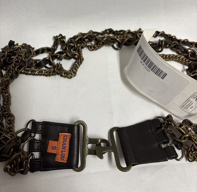 CHAN LUU Multi strap Leather and Chain Belt Brown Bronze  display picture 2