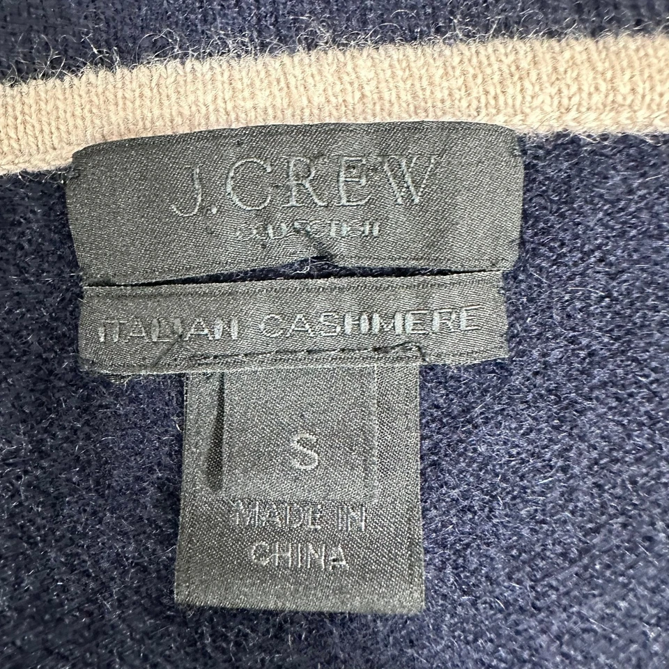 Suéter para mujer J.Crew italiano de cachemir azul marino talla S cuello redondo ribete en contraste Foto 3 de 4