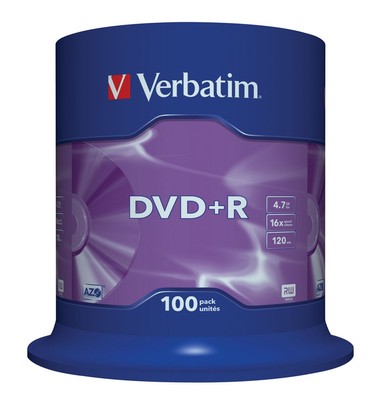 023942435518 DVD+R 16x 4.7GB 100P CB Matt Silver 43551 Verbatim