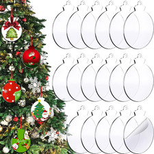 50 Pieces 3.7 Inch Acrylic Christmas Ornament Blank Transparent Acrylic Disc DIY