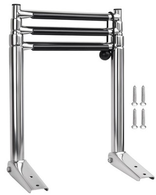 Telescoping 3 Step Ladder Boat Stainless Steel Upper Platform Swim Yacht Marine