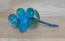 Vintage Murano? B&uuml;ndel blaue Glastrauben auf Drahtstiel mit Bl&auml;ttern - Kunstglas