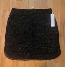 Maggie Ward Women  s Brown Wool Print mini Skirt made in USA S