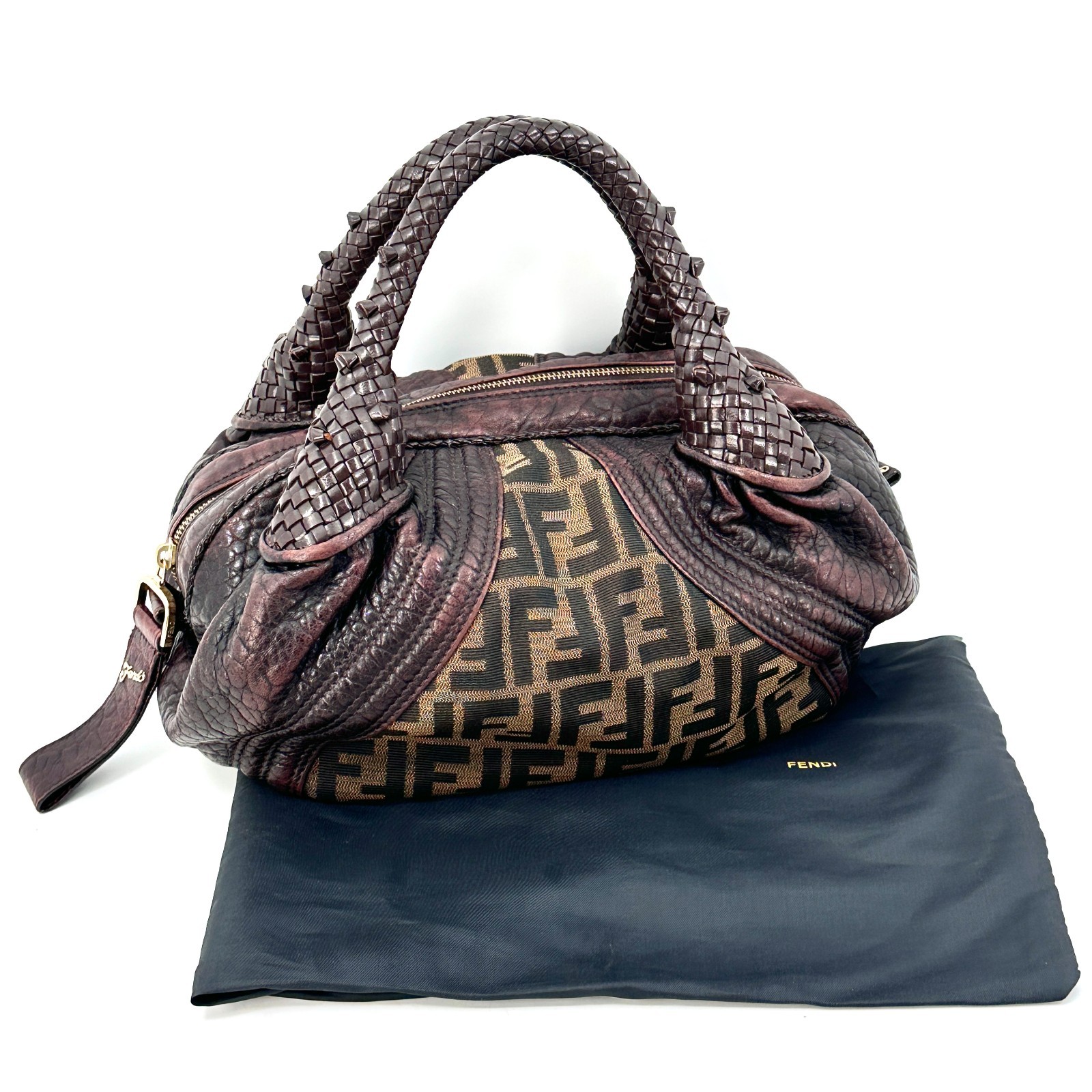 FENDI Spy Bag Zucca Brown Leather Hand Bag Authentic From Japan thumbnail 4