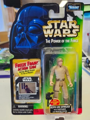 Star Wars The POTF Bespin Luke Skywalker w/ Freeze Frame Stickers On Card