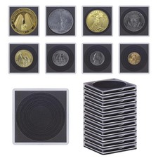 20 Pcs Clear Coin Collection Holders with Sponges 43mm Capsules Morgan...