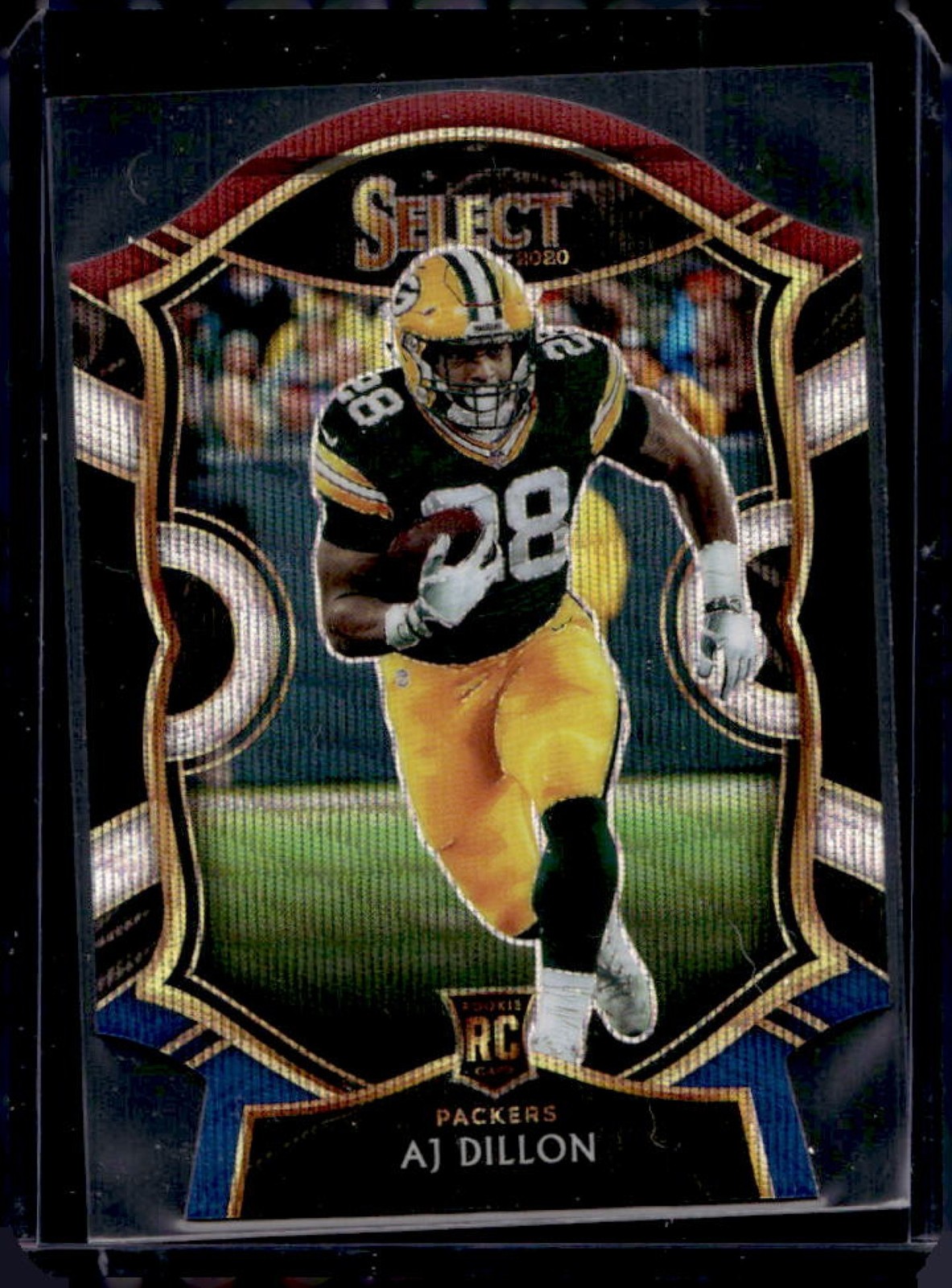 2020 Select AJ Dillon RC Tri Color Prizm Die Cut Concourse #65 Packers