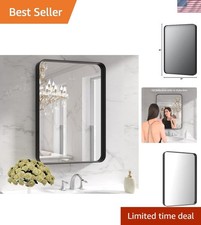 Contemporary Black 22x30 Inch Wall-Mounted Bathroom Mirror with Secure Install