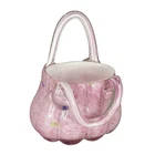 Pink Confetti Murano Style Vintage Hand Blown Glass Purse/Handbag Vase Glass Art