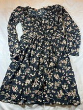 Oli Koton Print Cotton Midi Dress Size 34 Cottage Peasant Boho Pockets