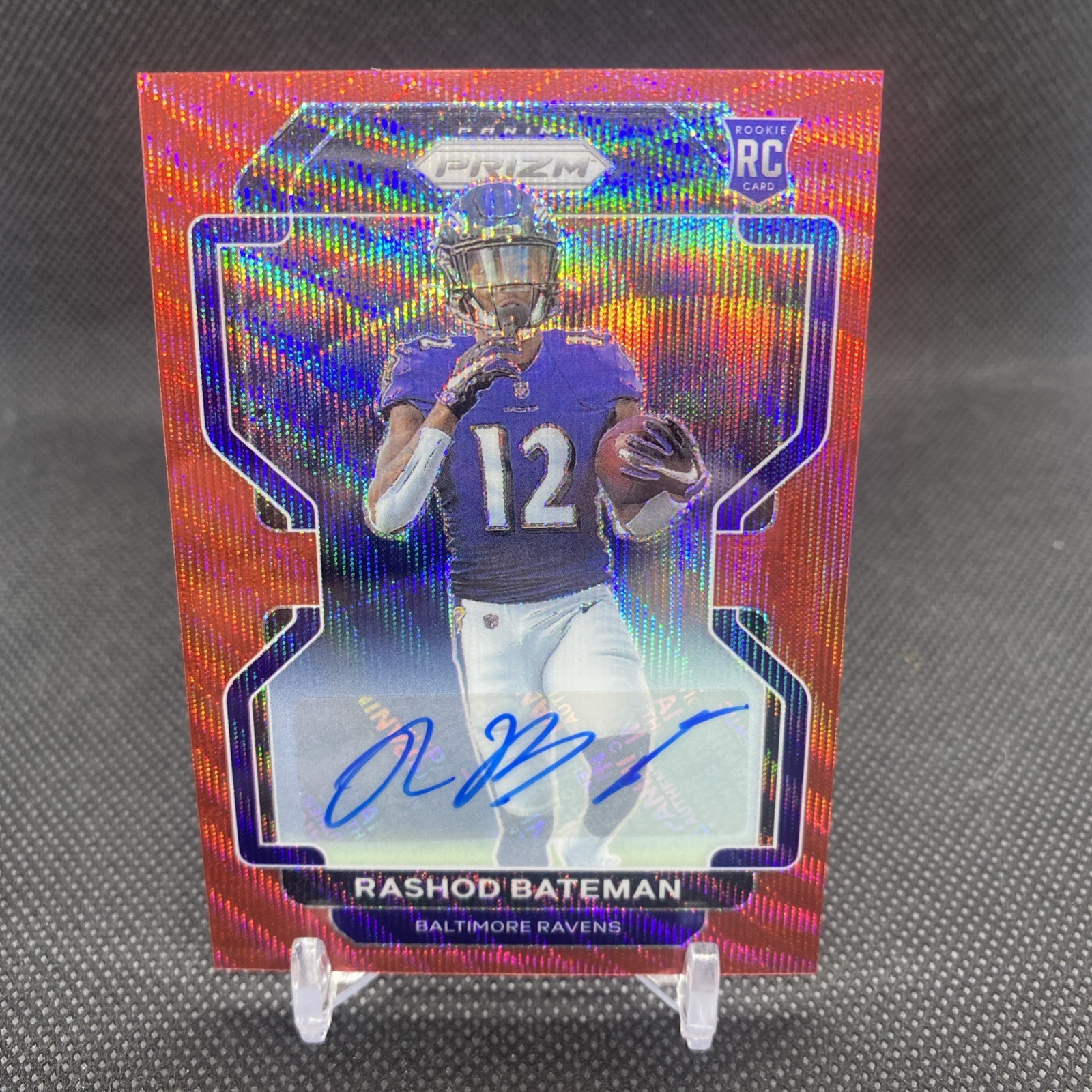 2021 PANINI PRIZM ROOKIE RED WAVE AUTO #340 Rashod Bateman RC #135/149