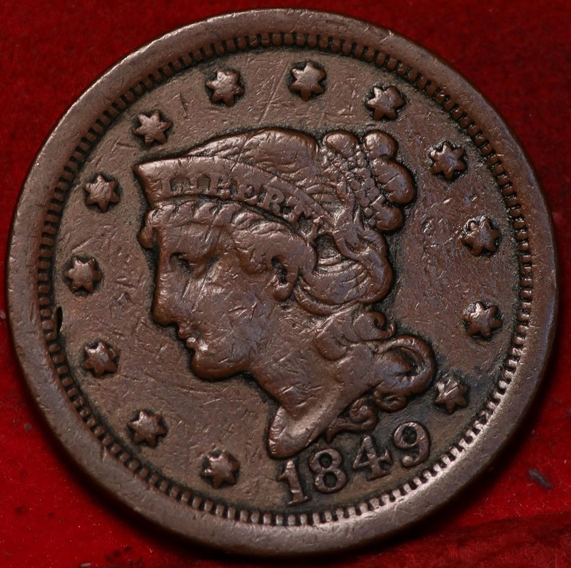1849 Philadelphia Mint Copper Braided Hair Large Cent