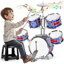 M SANMERSEN Drum Set for Toddlers, Kids Drum Set with Stool, Upgraded Plastic...