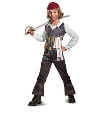 New Disguise Pirates of the Caribbean Captain Jack Sparrow Costume Boys S 4/6