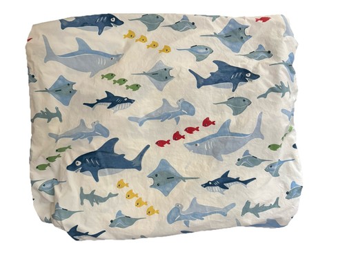 Pottery Barn Kids Shark Bite Ocean Nautical Fitted  Sheet Twin