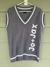 Jo Jax Dancewear Gray/White Spellout Vneck Sleeveless Sweater Vest XS 0-2
