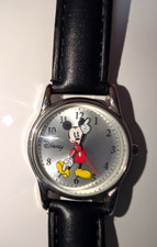 Disney Mickey Mouse Silver Toned Watch with Moving Hands New Band Clean Unisex