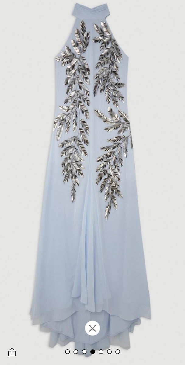 Karen Millen Tall Halter Neck Feather Sequin Detail Woven Maxi Dress US SZ 8 NWT | eBay Karen Millen Tall Halter Neck Feather Sequin Detail Woven Maxi Dress US SZ 8 NWT | eBay