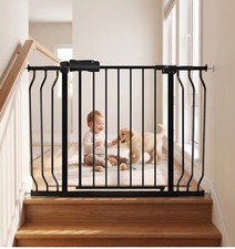 Baby Pet Safety Gate Extra Wide Walk Thru Adjustable 38.58-43.31", Iron Black
