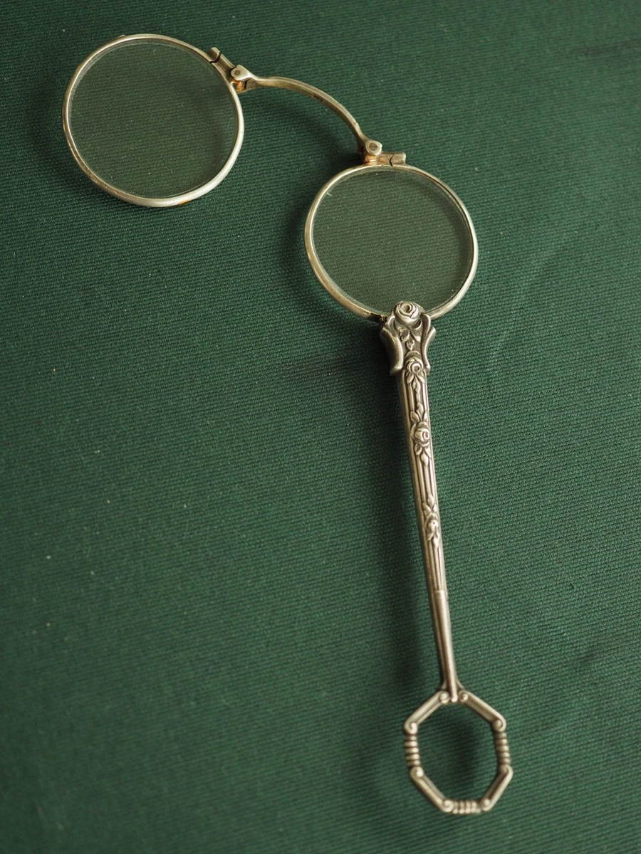 BINOCLE BESICLE LORGNON ancien dans sa boite en métal et velours époque