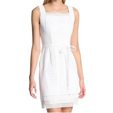 Elie Tahari White Erin Sleeveless Eyelet Sheath Dress Size 8