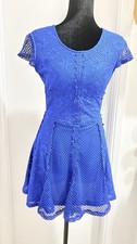 B-SHARP Women's Royal Blue Crochet Mini Dress Size Small NWT Sleeveless