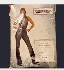 Disco Diva Fun Costume Shiny Blue Jumpsuit