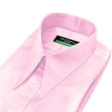 Men's Pink Satin Hidden Placket Shirt 30s Goodfellas Revival Spear Dagger Collar